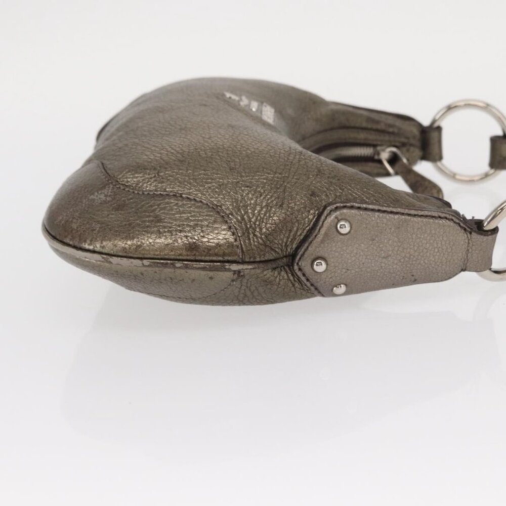 Authentic PRADA Shoulder Bag Leather Bronze Silver - Picture 11 of 16